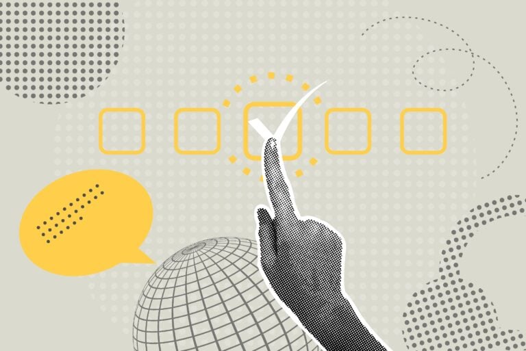 Halftone illustration of a pointing finger