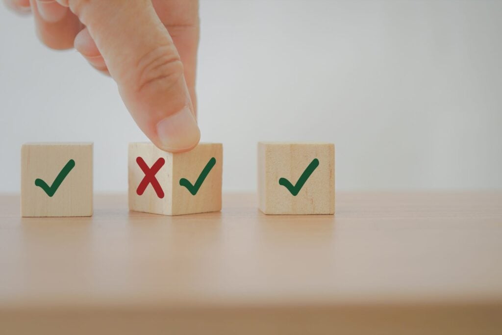 Block with checks and crosses